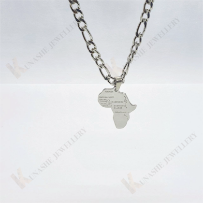 Africa Silver Pendant with Figaro Necklace